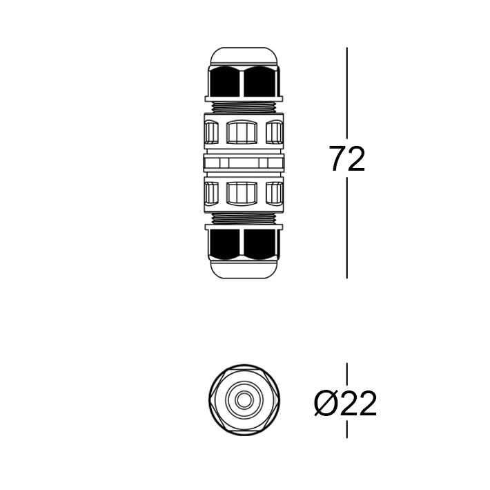 MOR682P/2V - Stecker IP68 2-Polig/2-Wege<br>2 x 1 mm²